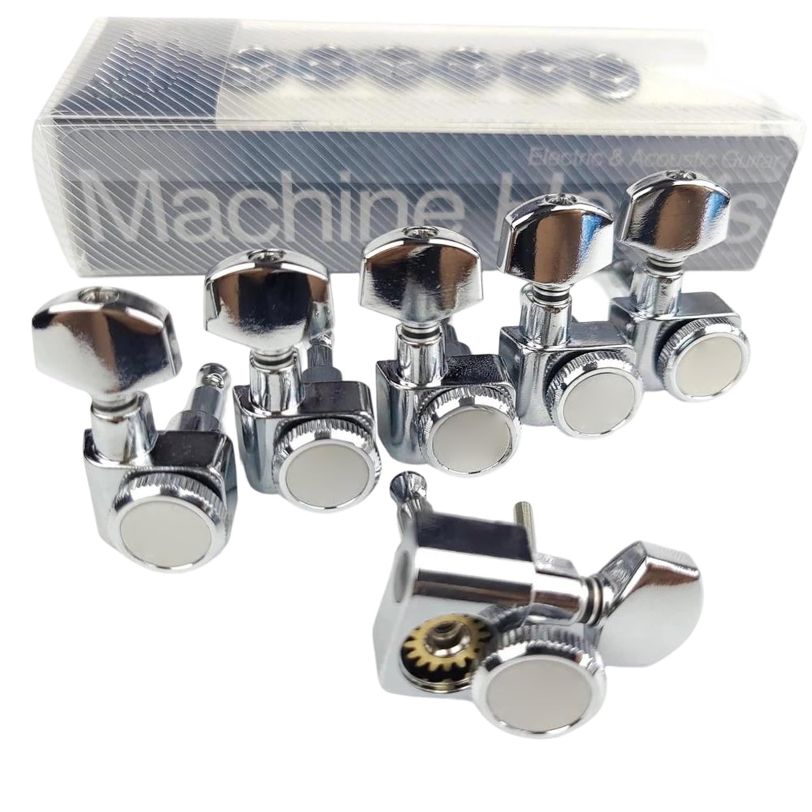 1 Juego De 6 Clavijas Guitarra Eléctrica Bloqueo Sin Tornillo En Línea Afinación Cuerdas(Silver 6R)