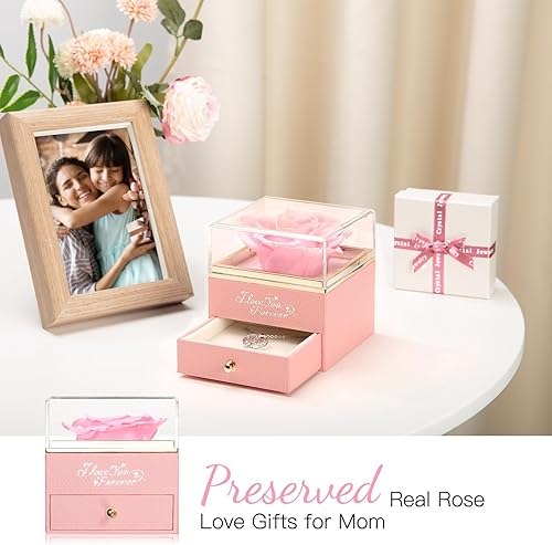 Miniatura 10 de Rosa conservada con te amo en 100 idiomas, rosa real para el Día de la Madre, Navidad, cumpleaños, A-ROJO