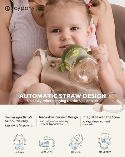 Miniatura 5 de Vasos para sorber para niños pequeños de 1 a 3 años, a prueba de derrames, con popote con asa, para bebés de 6 meses de edad, 2 popotes de silicona,