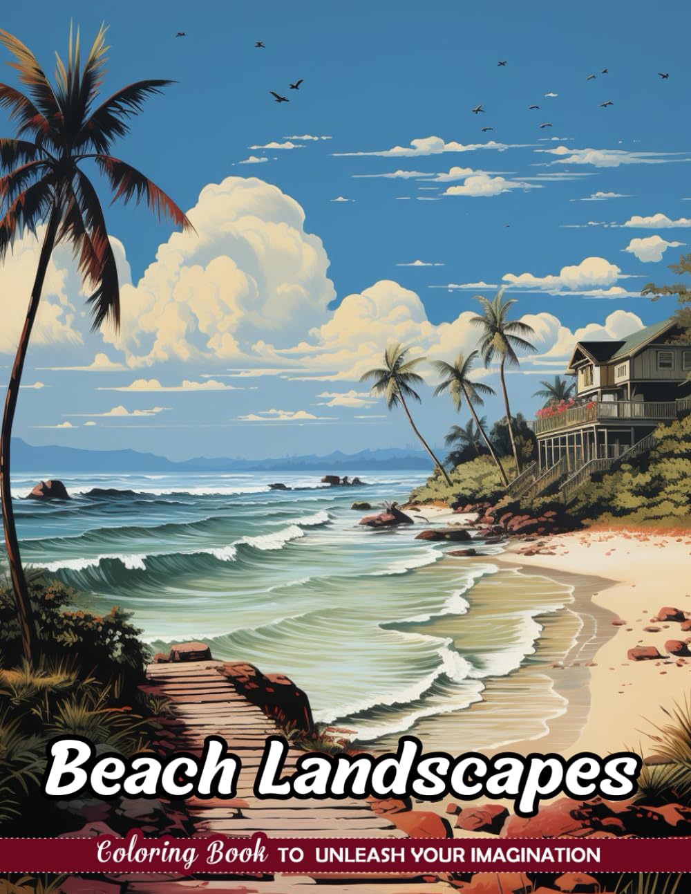 Beach Landscapes Coloring Book: Shoreline Scenes for Relaxation Art