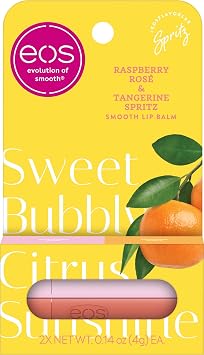 eos Limited Edition Lip Balm, Raspberry Rose, Tangerine Spritz - Moisturizing, Hydrating Lip Balm, For Dry Lips, Shea Butter, Gift Set, Cruelty-Free, 0.14 oz, 2-Pack