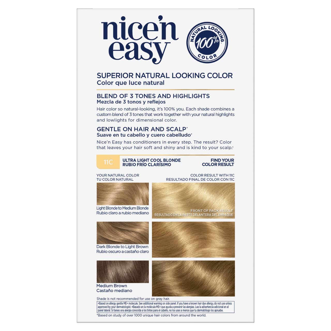 Amazon.com: Clairol Nice'n Easy Permanent Hair Dye, 11C Ultra Light Cool  Blonde Hair Color, Pack of 1 : Everything Else