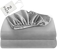 Biloban Twin Fitted Sheets 2-Pack Grey - Deep 14" Pocket, 360° Elastic, Shrinkage/Stain Resistant, Wrinkle-Free Microfiber Bed Sheets