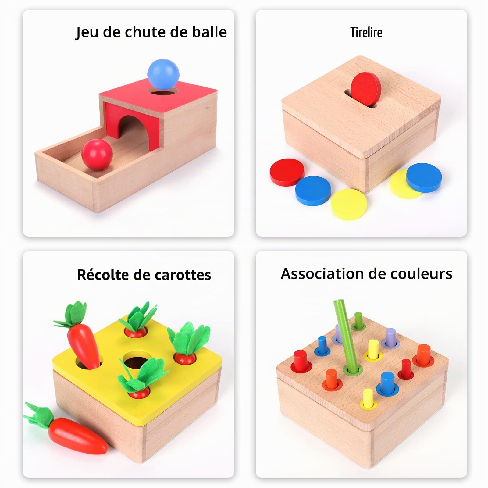 LZDMY Jeu Montessori 1 an, Jouet Montessori Object Boîte Permanente, Jouet Éducatif Enfant Motricité Bébé en Bois 10-36 Mois,Boite A Forme,Idéal Cadeau Anniversaire pour Garçon Fille