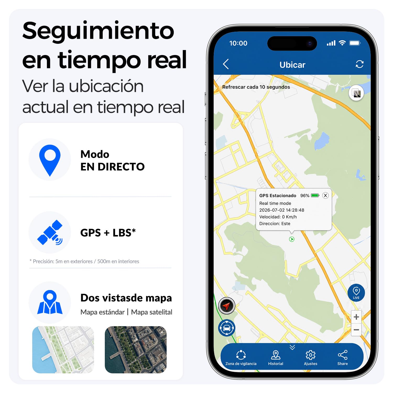 WINNES Localizador GPS para Coche con SIM, Rastreador GPS Sin Suscripción | Alerta Antirrobo Móvil, Seguimiento en Tiempo Real, Geovalla, Historial 180 Días, Batería 10000 mAh, Gestión de Flotas, IP65