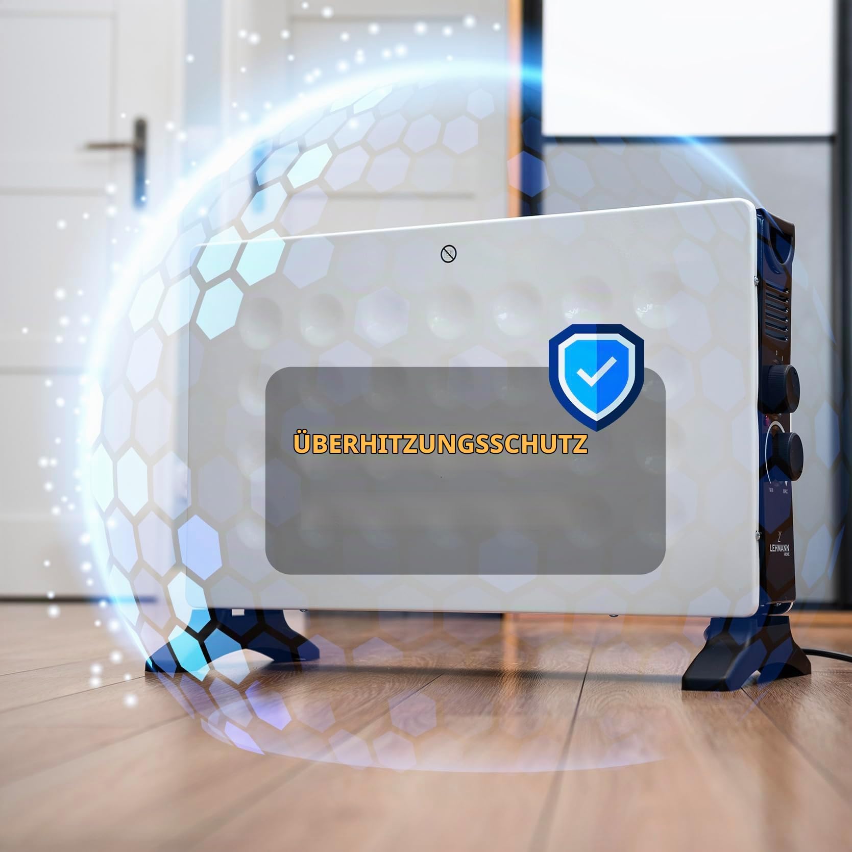 LEHMANN Konvektor Heizung elektrisch 2000 W, Heizkörper mit Thermostat und 3 Heizstufen 750/1250/2000 Watt, Mobil Konvektorheizung mit Überhitzungsschutz, Elektroheizung Energiesparend