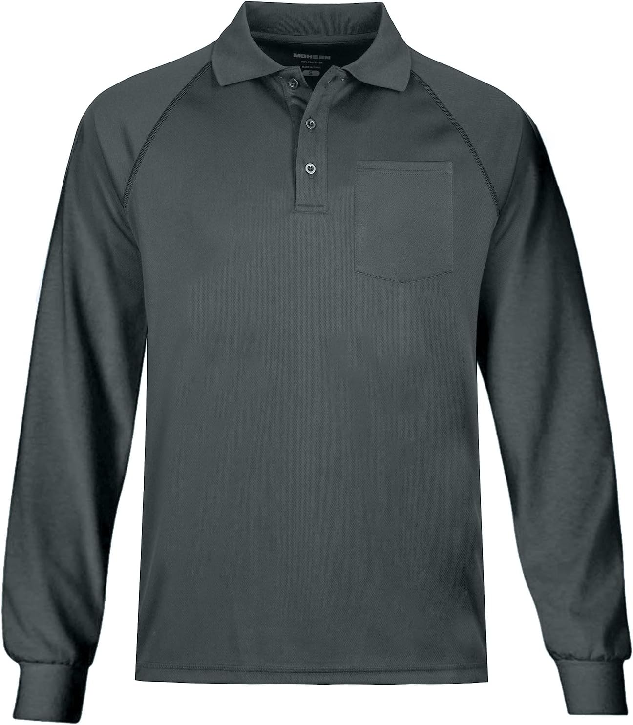 MOHEEN Men's Pique Polo Shirts Dry Fit Long Sleeve Golf Shirt M-6XL