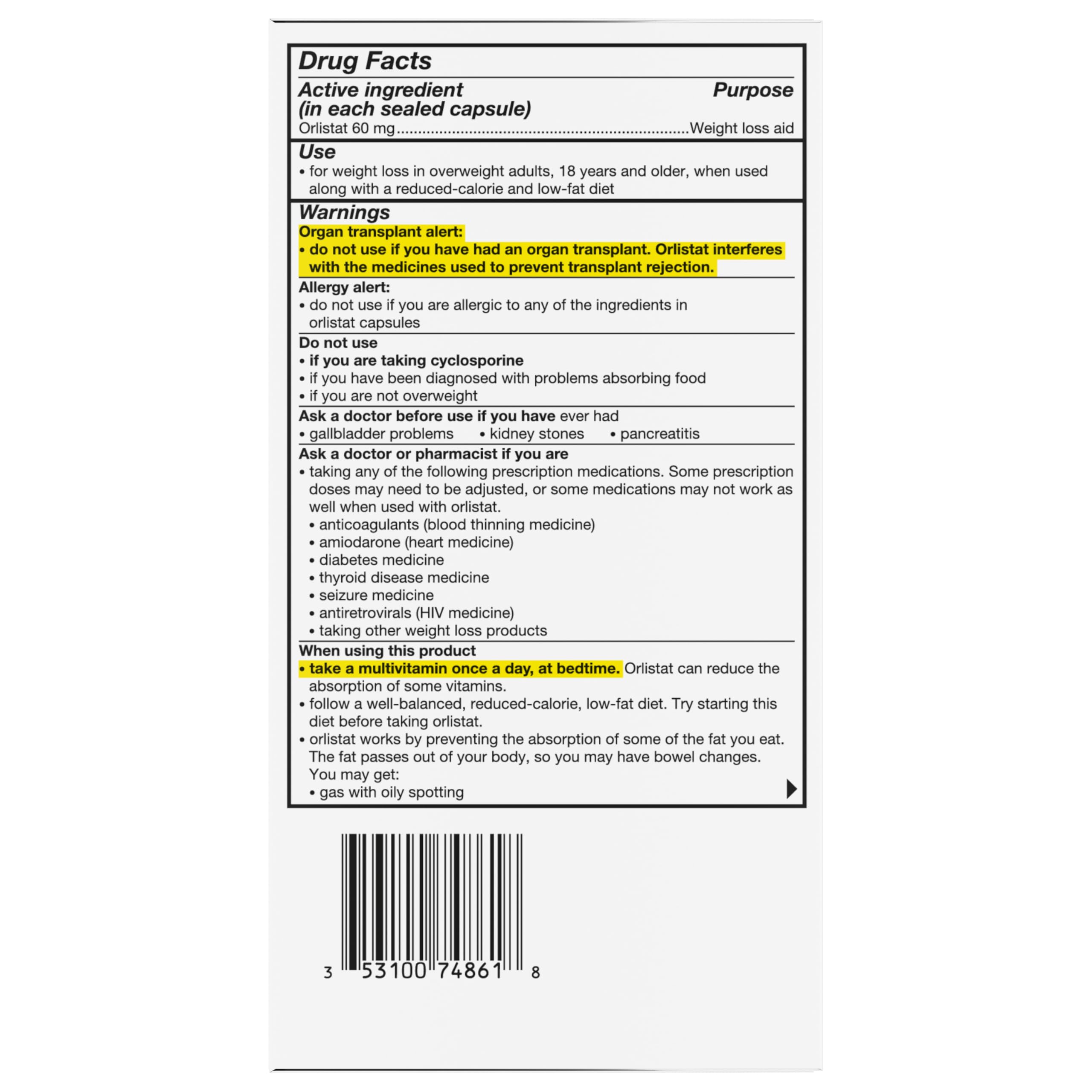 alli Weight Loss Supplement, Orlistat 60 mg Capsules, 60 Count Starter Pack — Amazon image 10