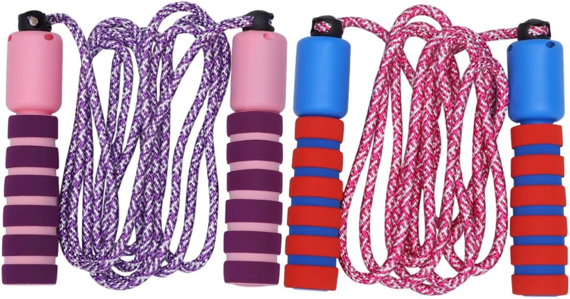 2Pcs Counting Jump Rope for Interactive Fitness with Comfortable Grip Electronic Counter Purple Pink Red Blue for Home Exercise Activity