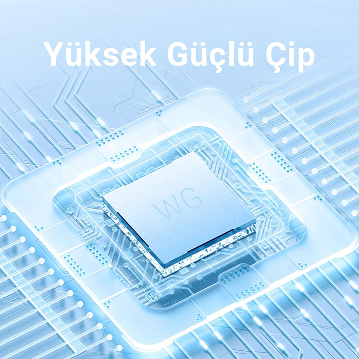 An abstract, stylized image depicting a high-power chip with 'WG' branding, representing the advanced internal components of the adapter.