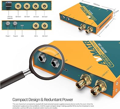 AVMATRIX SD1151-12G SDI في & 1x5 12G-SDI Out Distribution Amplifier HD