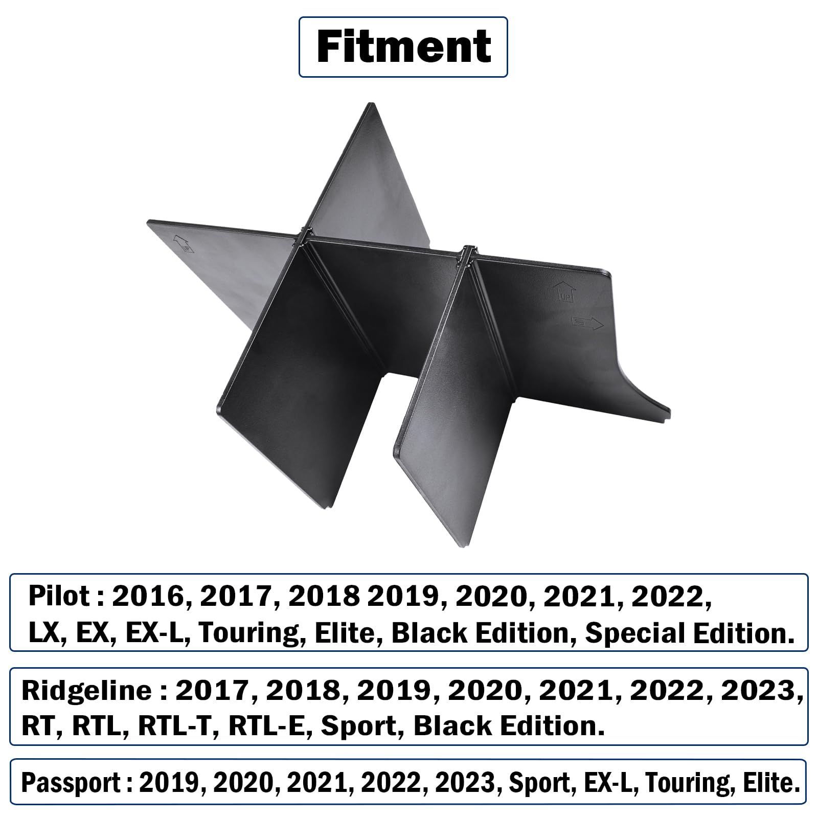 RUNROAD Center Console Organizer Compatible with Honda Pilot (2016-2022)/ Ridgeline (2017-2023)/ Passport (2019-2023) Accessories, Insert Armrest Dividers ABS Secondary Console Storage Box