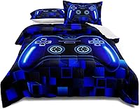 Vista 12 de Juego de ropa de cama de juego tamaño matrimonial, juego de edredón para niños y niñas, niños, adolescentes, microfibra suave, botones modernos