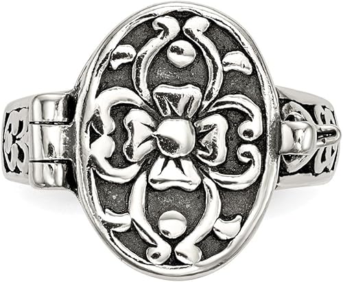 Miniatura 4 de Anillo de medallón antiguo de plata de ley maciza