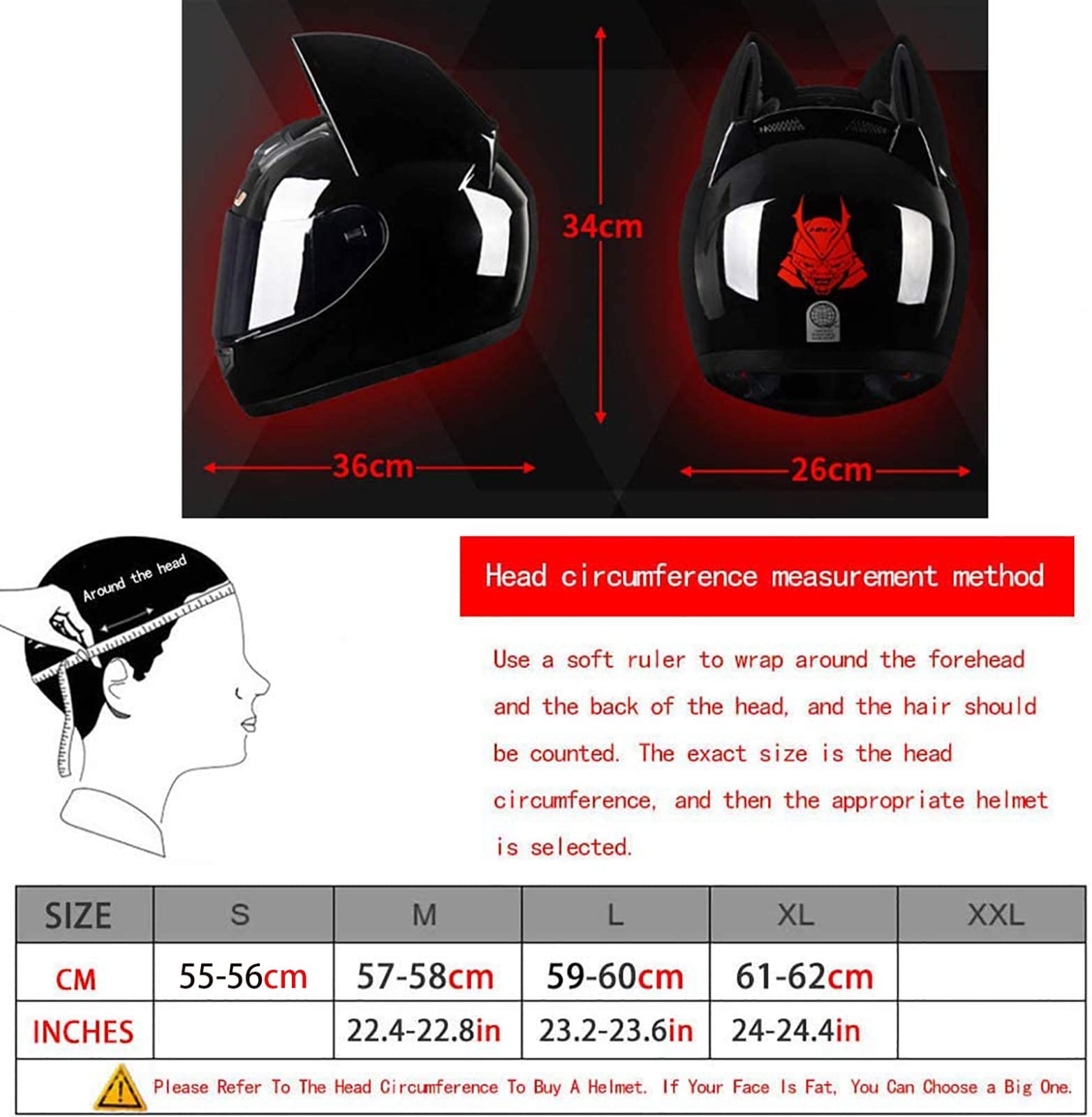 Casco Moto Integrale Da Donna Casco Moto Modulare Con Orecchio Di Gatto Caschi Apribili Con Visiera Omologati ECE Per Moto Da Strada Scooter Motocross C,S=55-56CM