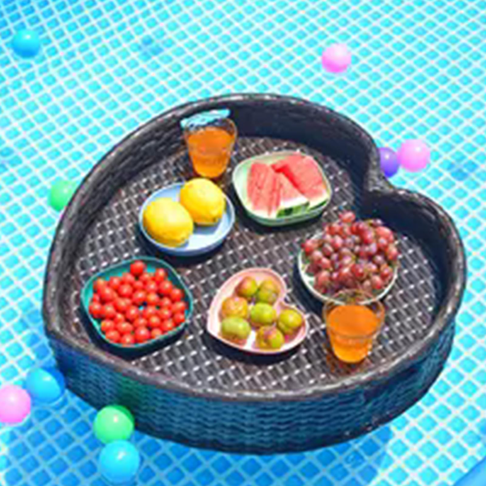 Woven Rattan Serving Tea Tray Floating Breakfast Luxury Breakfast Villa Organizing Pantry(C)