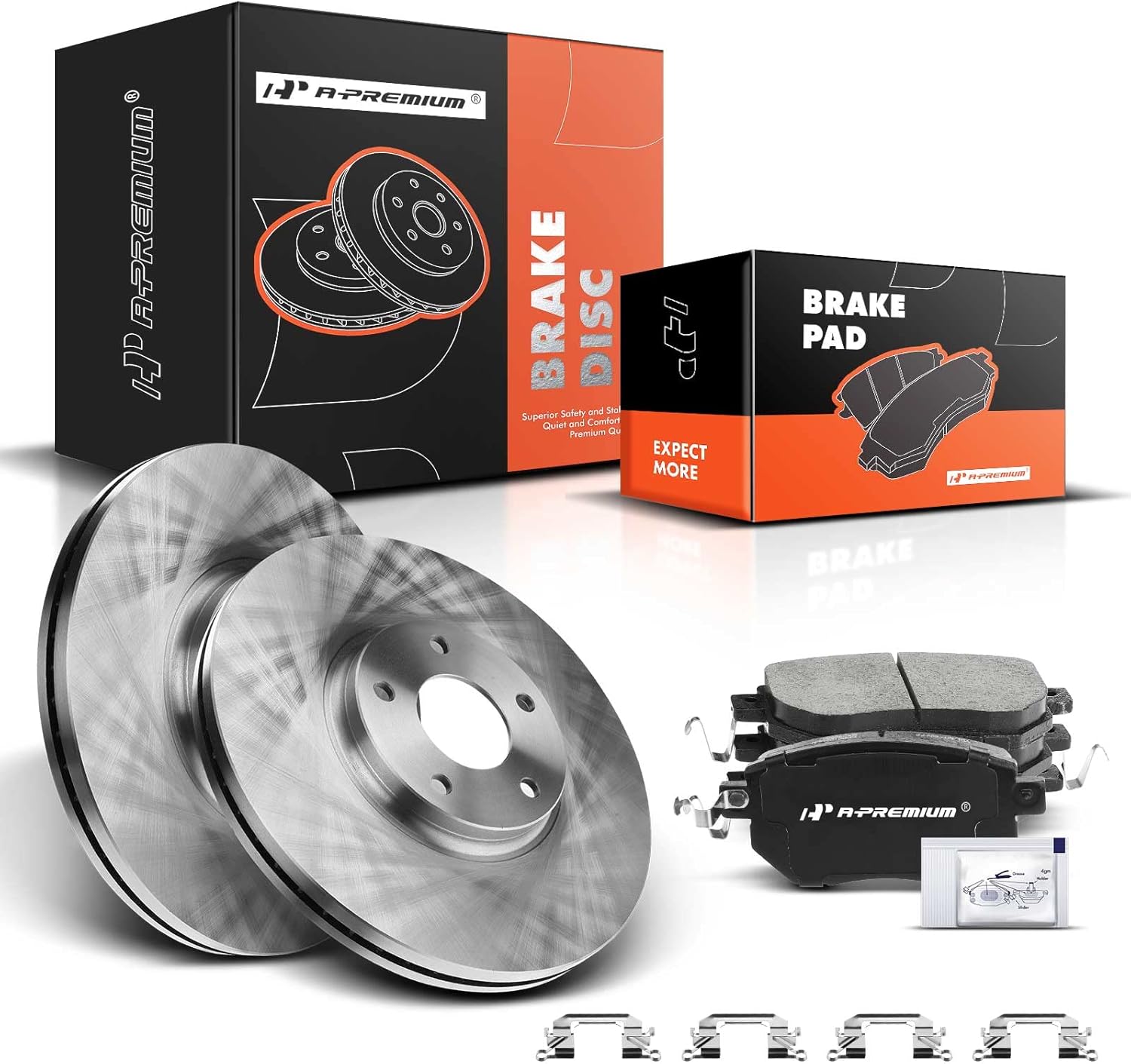 A-Premium 12.58 inch (319.6mm) Front Vented Disc Brake Rotors + Ceramic Pads Kit Compatible with Select Infiniti and Nissan Models - FX35/FX45 2003-2005, Altima 2005-2006, Maxima 2004-2008, Murano