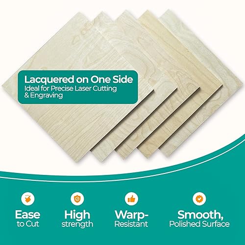 Miniatura 4 de Madera contrachapada de abedul báltico 12 × 12 × 0.197 in (15") - con un lado acabado. Juego de 5 hojas de grado BBB. Hojas de madera contrachapada