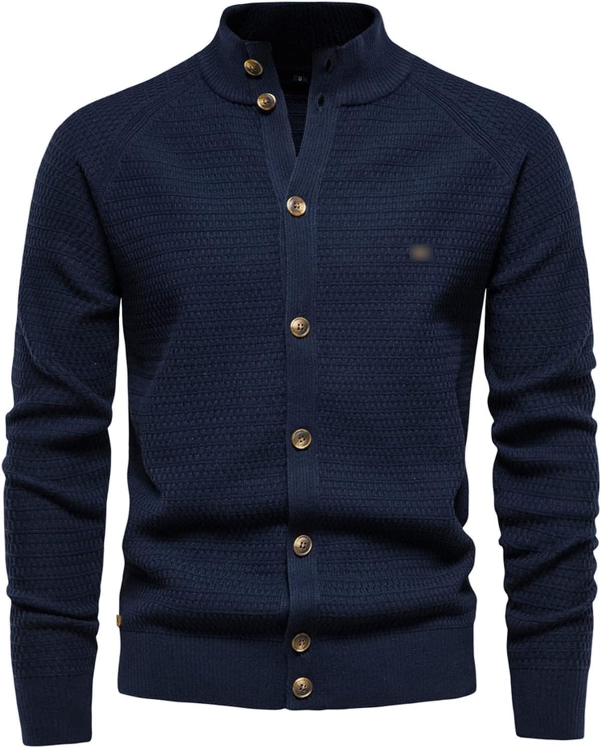 Men Knitted Cardigan Cotton Button Mock Turtleneck Sweater Winter Fashion Designer Cardigan
