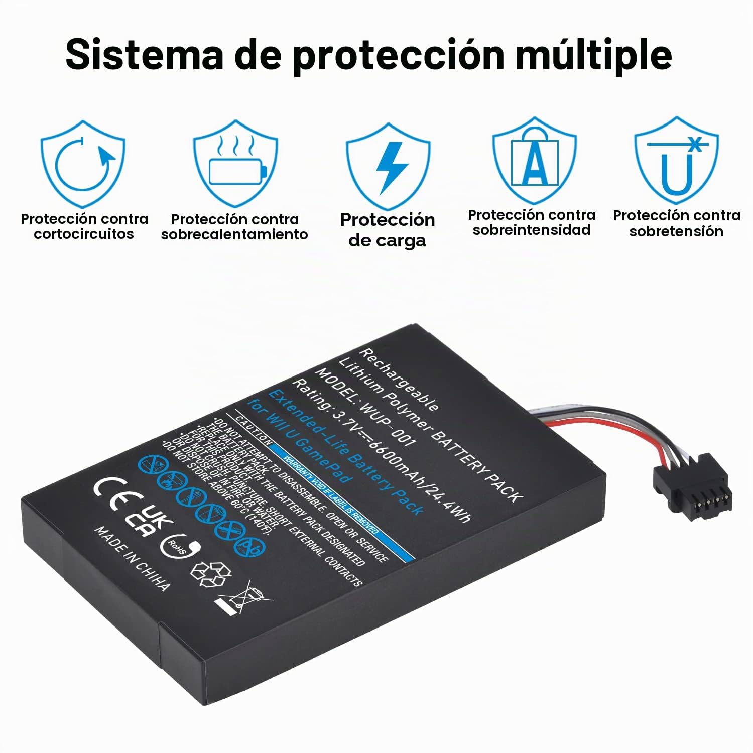 Batería de repuesto WUP-001 para Wii U Gamepad, 6600 mAh, 3,7 V, alta capacidad, con destornillador