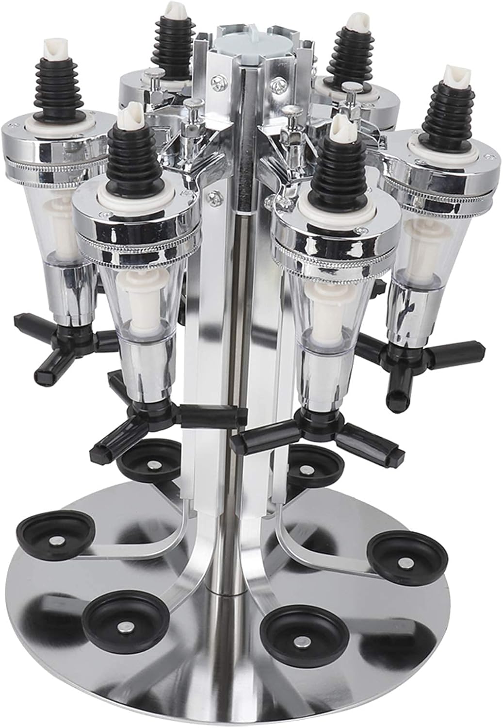 6-Bottle Rotating Liquor Dispenser for Home Bar - Wall Mounted Alcohol Dispenser Station, Bar Accessories