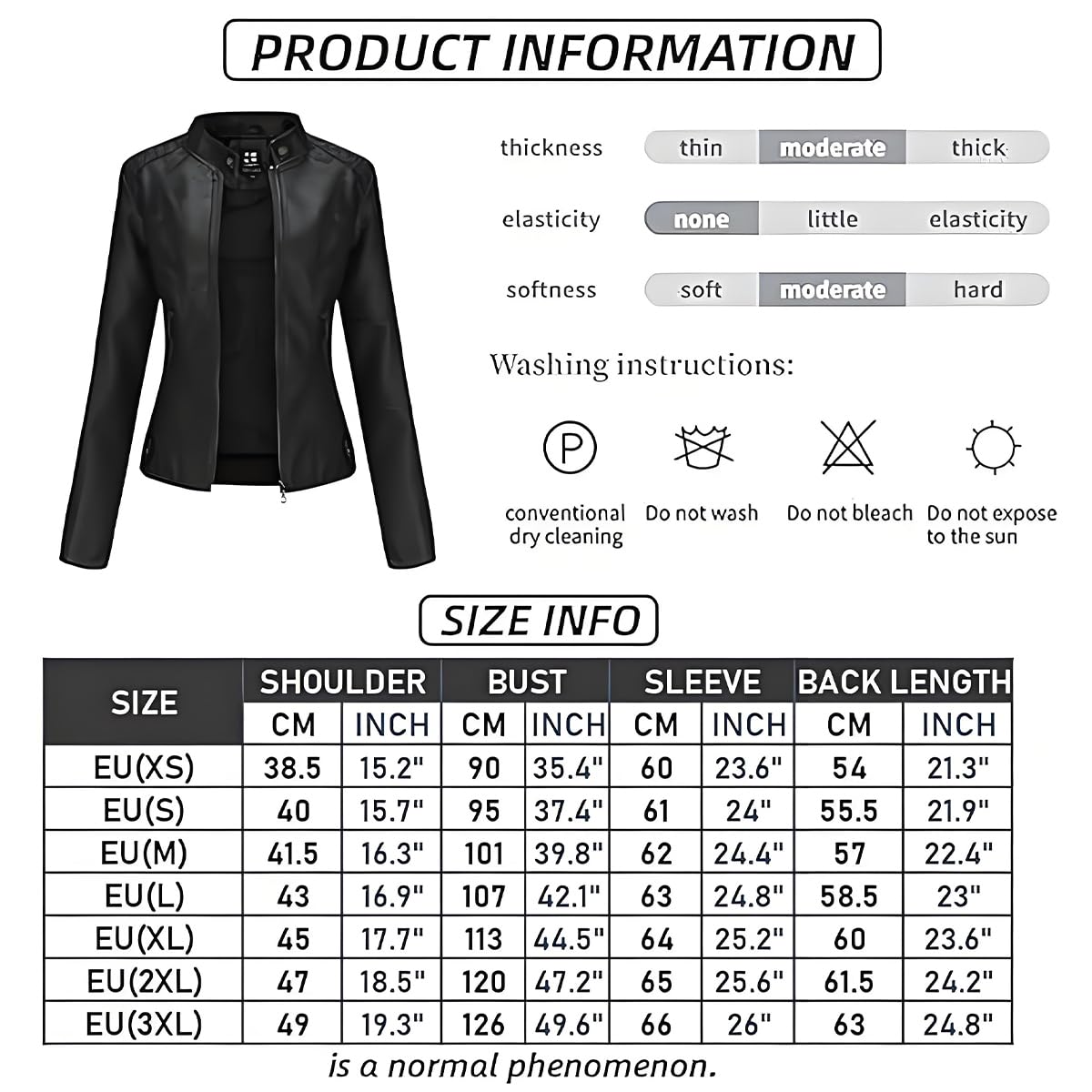Hiseng Veste Simili Cuir Femme,Noir PU Femme Manteau de Moto Court et Décontracté, Manche Longue Veste Chic et Elegant,Printemps Automne Hiver Zipper Simili Cuir Blouson-S
