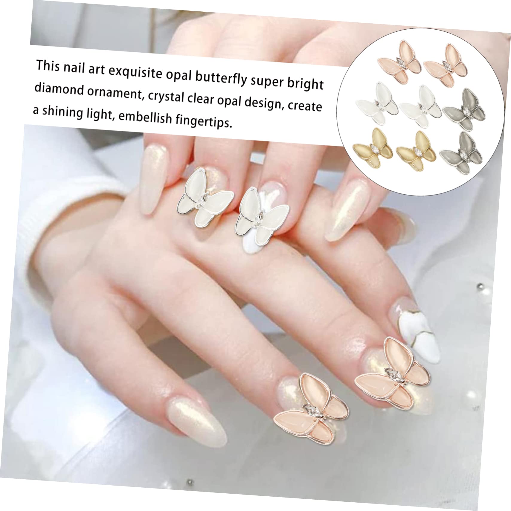 SHERCHPRY 1Set Butterfly Zircon Nail Charms Elegant Opal Manicure Decals and Stunning Nail Decoration for Nail Art and Birthday