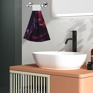 Hanging Hand Towel Soft Absorbent Bath Towel Kitchen Dish Towels with Hanging Loop Fast Drying Tie Towels for Bathroom Kitchen Home Decor Wavy Texture