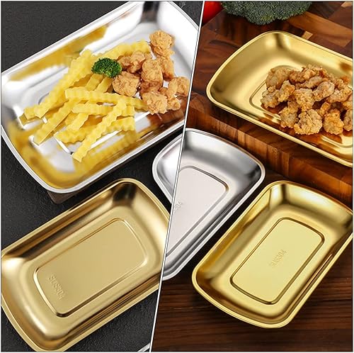 Miniatura 8 de 1 unid 304 de acero inoxidable para hornear, plato de refrigerio, recipiente de alimentos, plato de aperitivos, plato de postre, bandeja de té de la