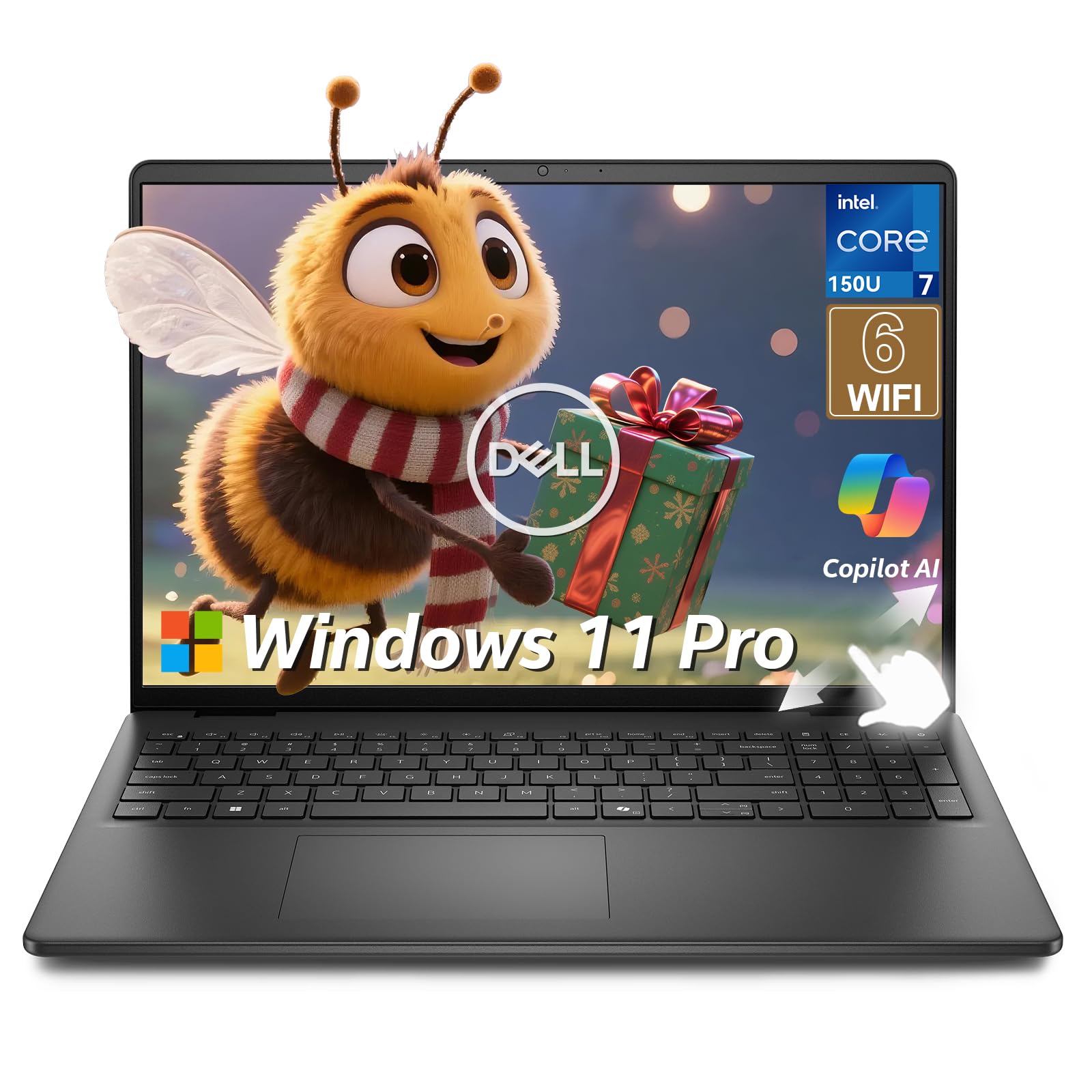 Dell 16 Touchscreen Laptop DC16250 for Business & Student, Intel Core 7 150U (up to 5.4GHz), 16" FHD+ IPS 300 Nits, Windows 11 Pro, Copilot AI,
