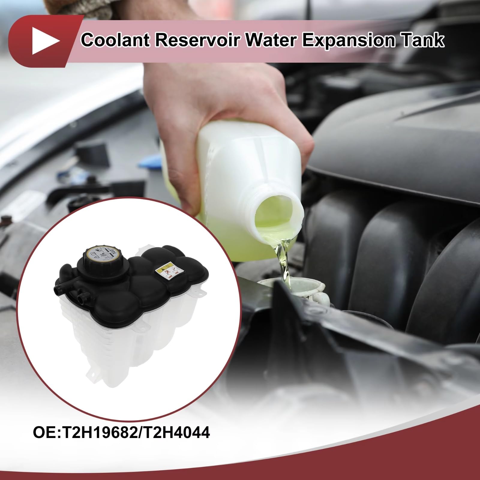 Compatible Con Jaguar Para XF 2016-2017, Para F-Pace, Para XE 2017-2018, Depósito Refrigerante Motor, Depósito Agua Recuperación, Botella Expansión T2H19682 Depósito Expansión