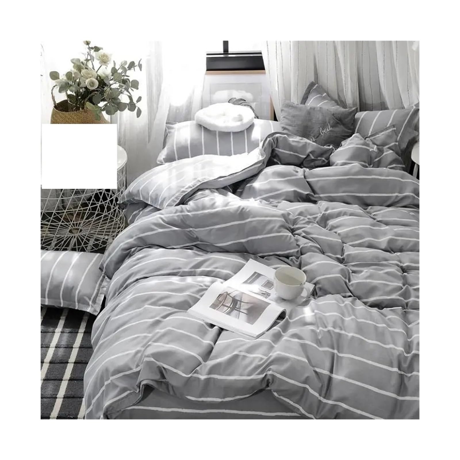 Ensemble de draps et taies pour lit 180cm, l'esprit dortoir douillet en coton