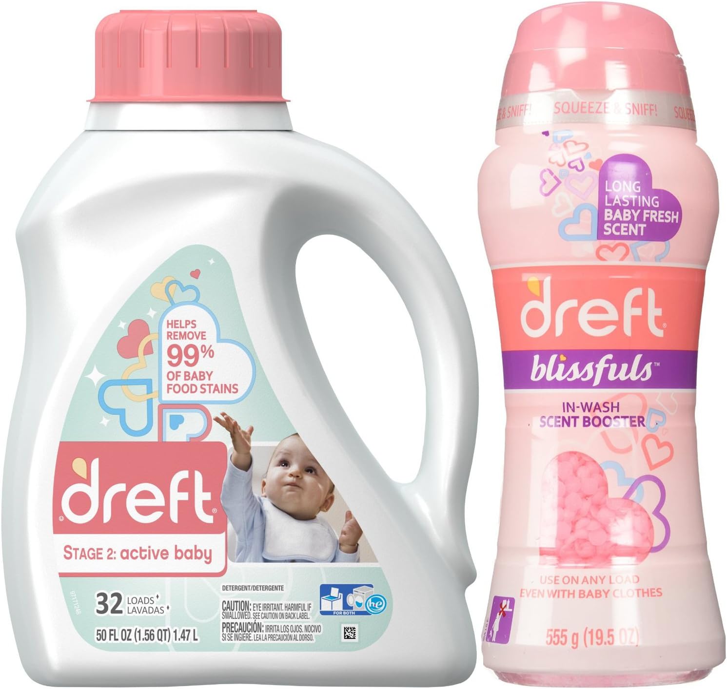Dreft Bundle Stage 2 Detergent 50oz and Blissfuls inWash