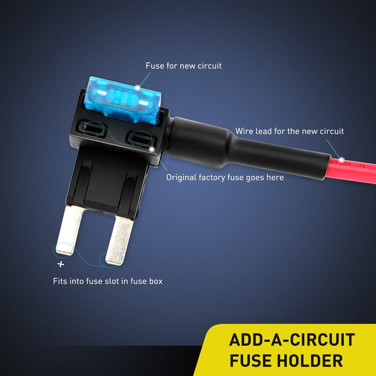 Guuzi 2 szt. 12 V-24 V ACS mały adapter bezpiecznika z wiązką przewodów, mały uchwyt bezpiecznika z 3 wymiennymi bezpiecznikami (5A/10A/15A) + złącze zaciskowe