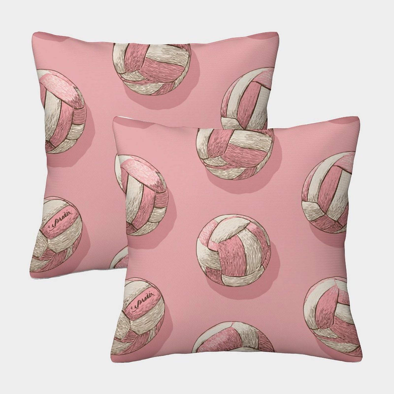 QFVANSIYO Sporty Pink 3D Printed Volleyball Pillowcase Microfiber Bedroom Decor Volleyball Pillow Cover Soft Breathable 40x40cm