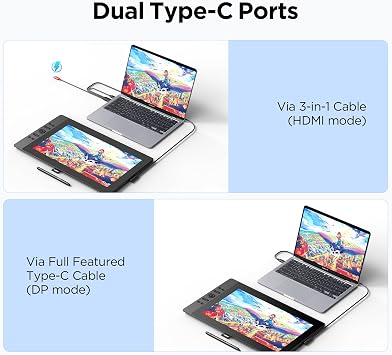 UGEE UE16 Graphic Drawing Tablet with 15.4 Inch Screen, 16K Pressure Sensitivity, Brilliant Color Display, Lightweight Design, Customizable Hotkeys