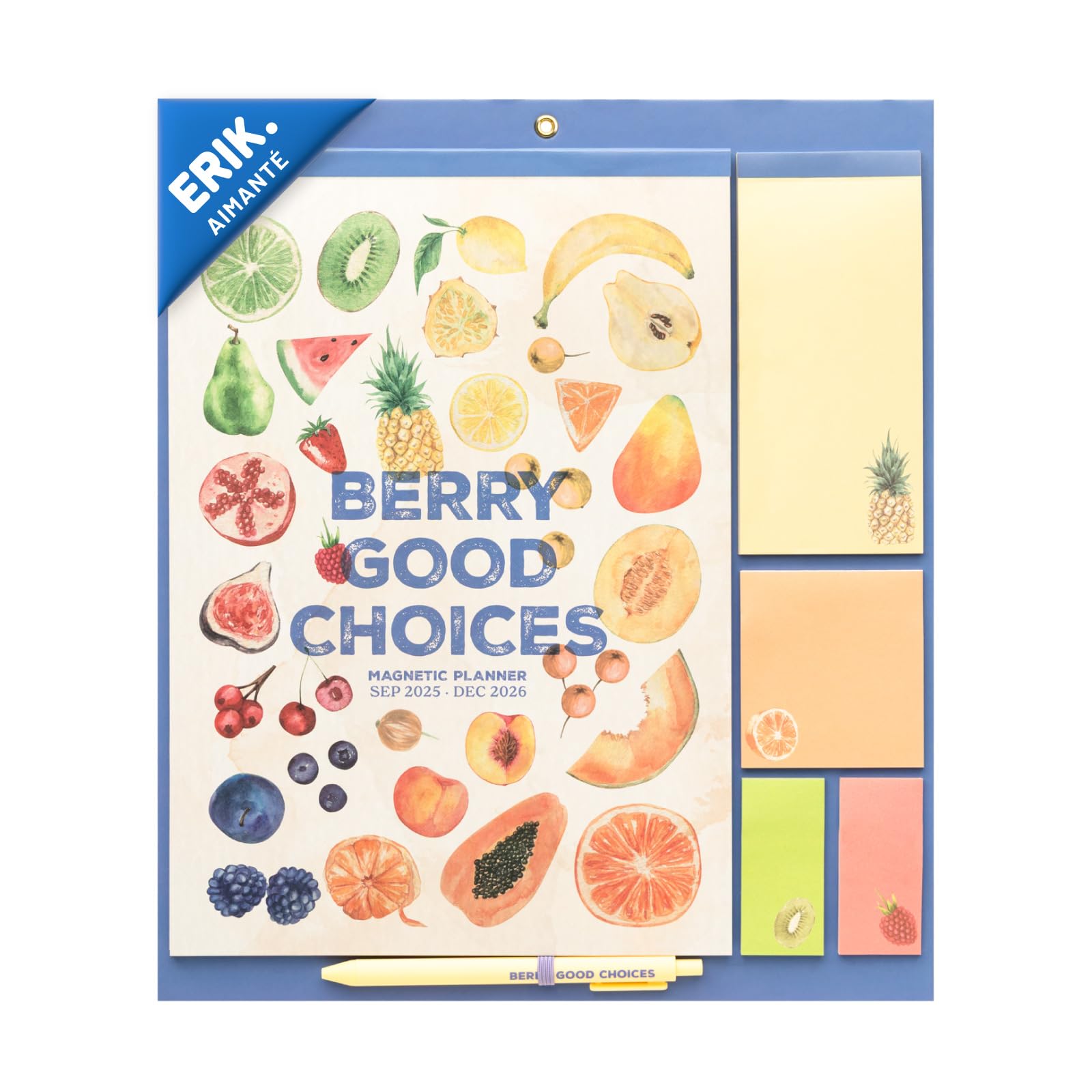 Calendrier Magnétique Frigo Fruits 2025-2026 | Planificateur Mensuel 16 mois Grupo Erik