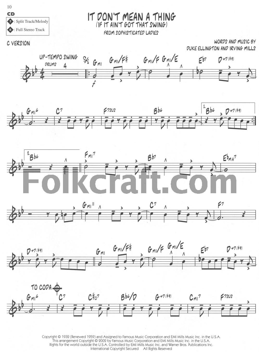 Duke Ellington - Jazz Play-Along Volume 1 Book/Online Audio