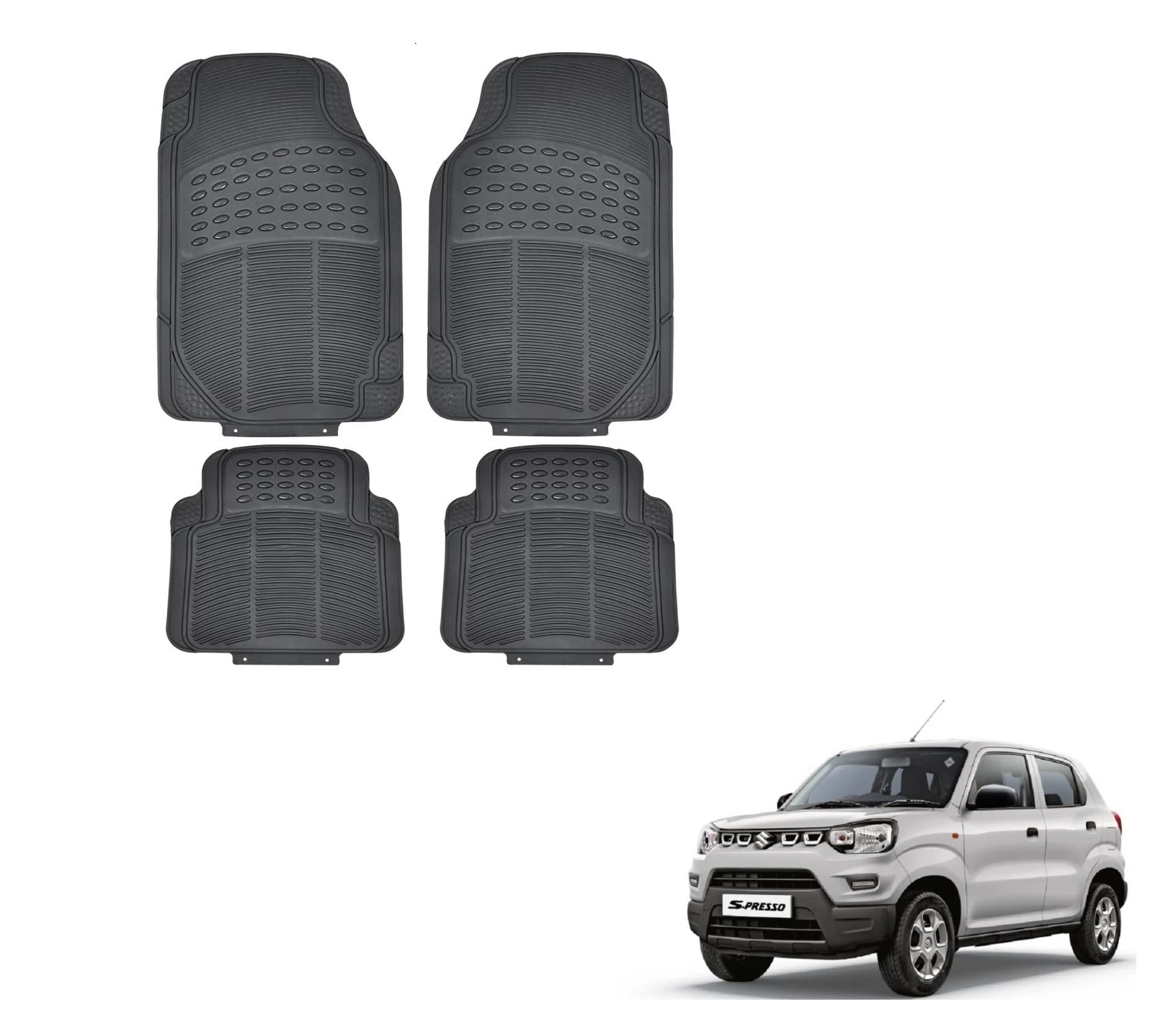 Kozdiko Car Simple Rubber Black Floor Mat Set of 4 Pcs for Maruti Suzuki S-Presso-image-34