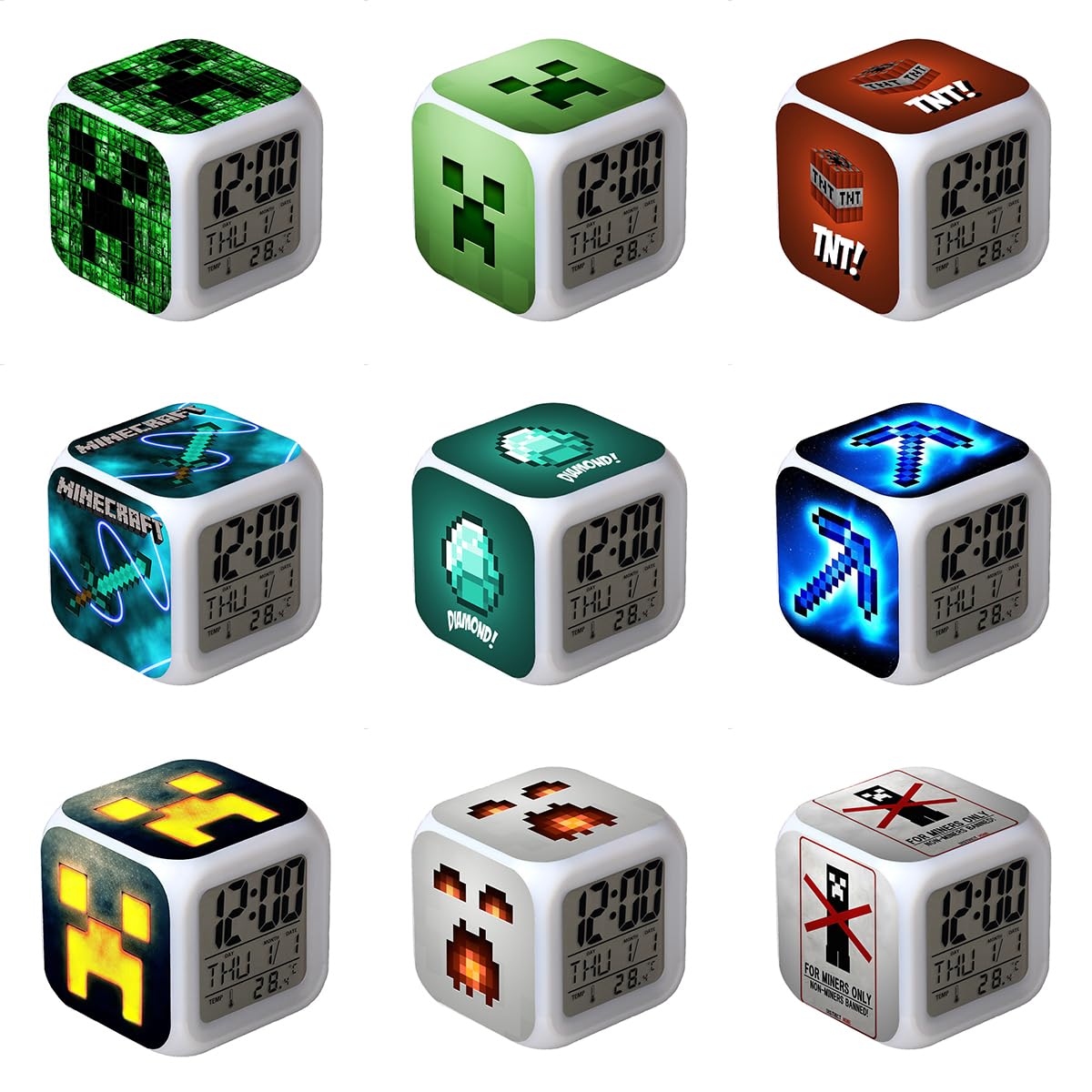 Amazon.co.jp: 目覚まし時計 マインクラフト 光る時計 クリーパー