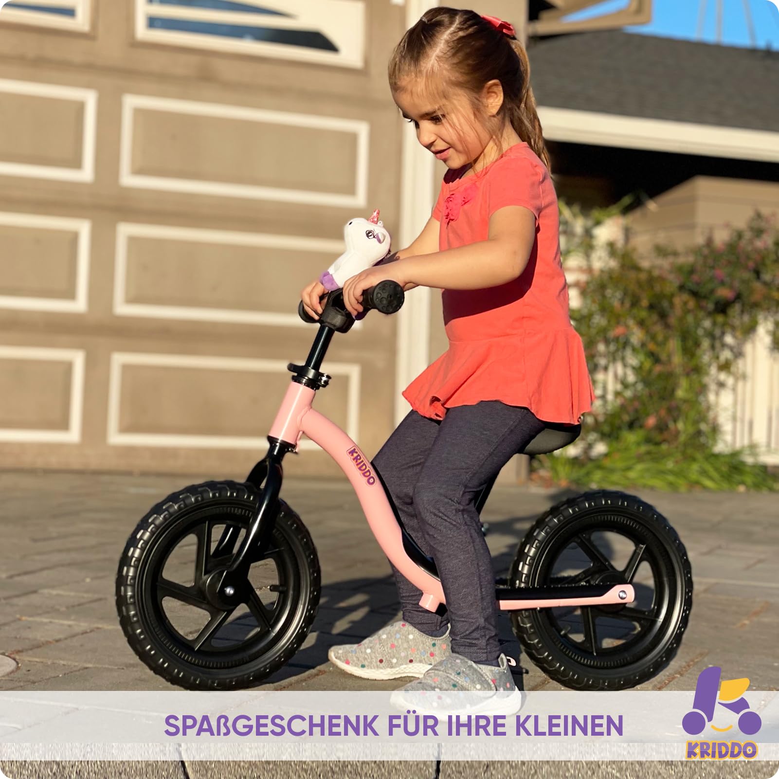 KRIDDO Kinder Laufrad ab 2 Jahre, Lauflernrad ab 18 Monaten bis 5 Jahren, interaktives Balance-Fahrrad mit Fußstütze und Lenker, Geschenk für Jungen und Mädchen zum Geburtstag, Baby Spielzeug | 2 Jahre