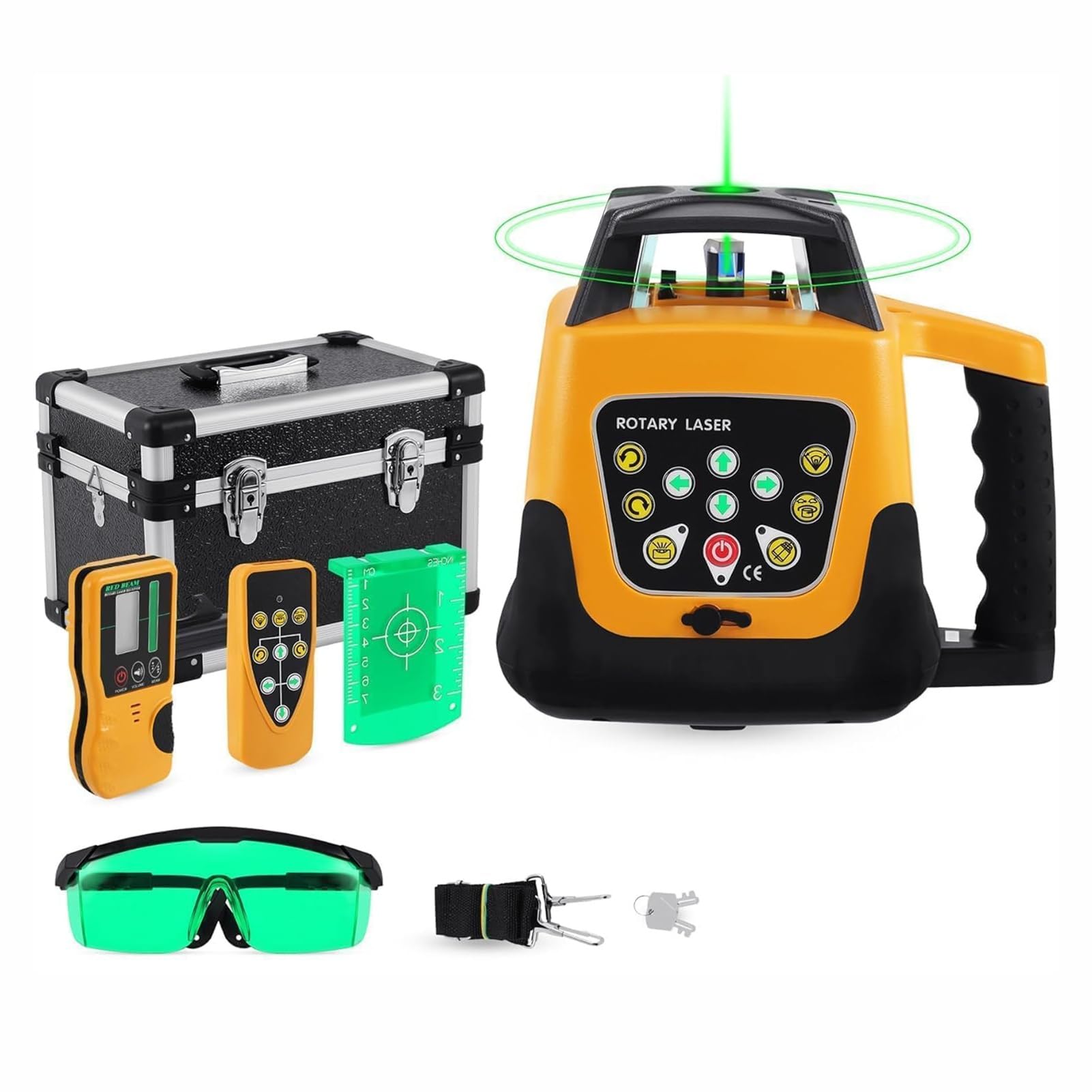 Self Leveling Rotary Laser, Green Beam Laser Level with Receiver Remote Control, 360° Rotating Horizontal Vertical Transit Level,IP67 Transit Level,Vertical Laser Level Kit