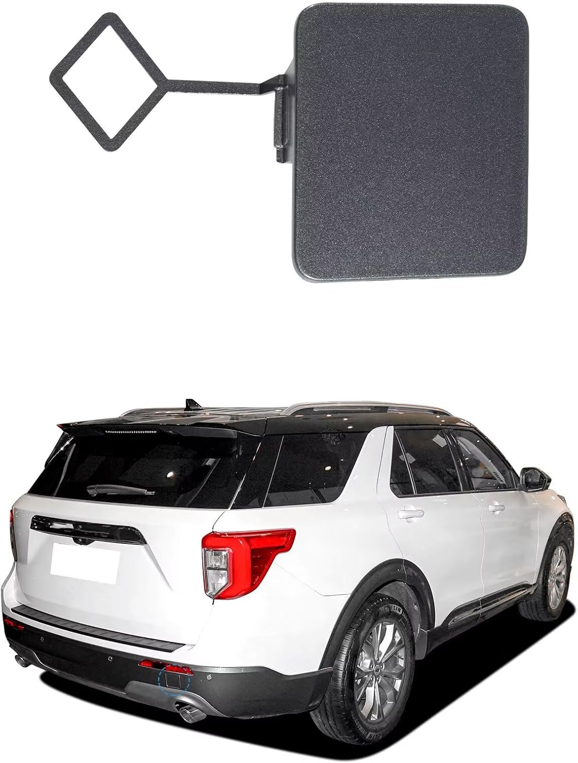 Car Rear Bumper Tow Hook Cover Cap Towing Eye Fit for Ford Explorer 2020 2021 2022 2023 74253KX LB5Z17K922AA LB5Z-17K922-AA(UNpainted)