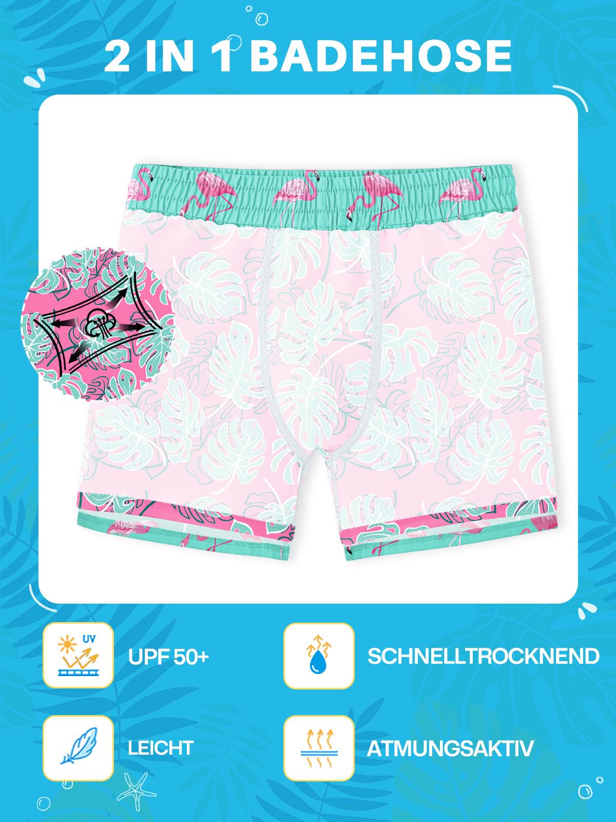 BesserBay Sommer Jungen Badehose mit Kompression Liner Taschen UPF 50+ Schwimmen Boardshorts 120-160
