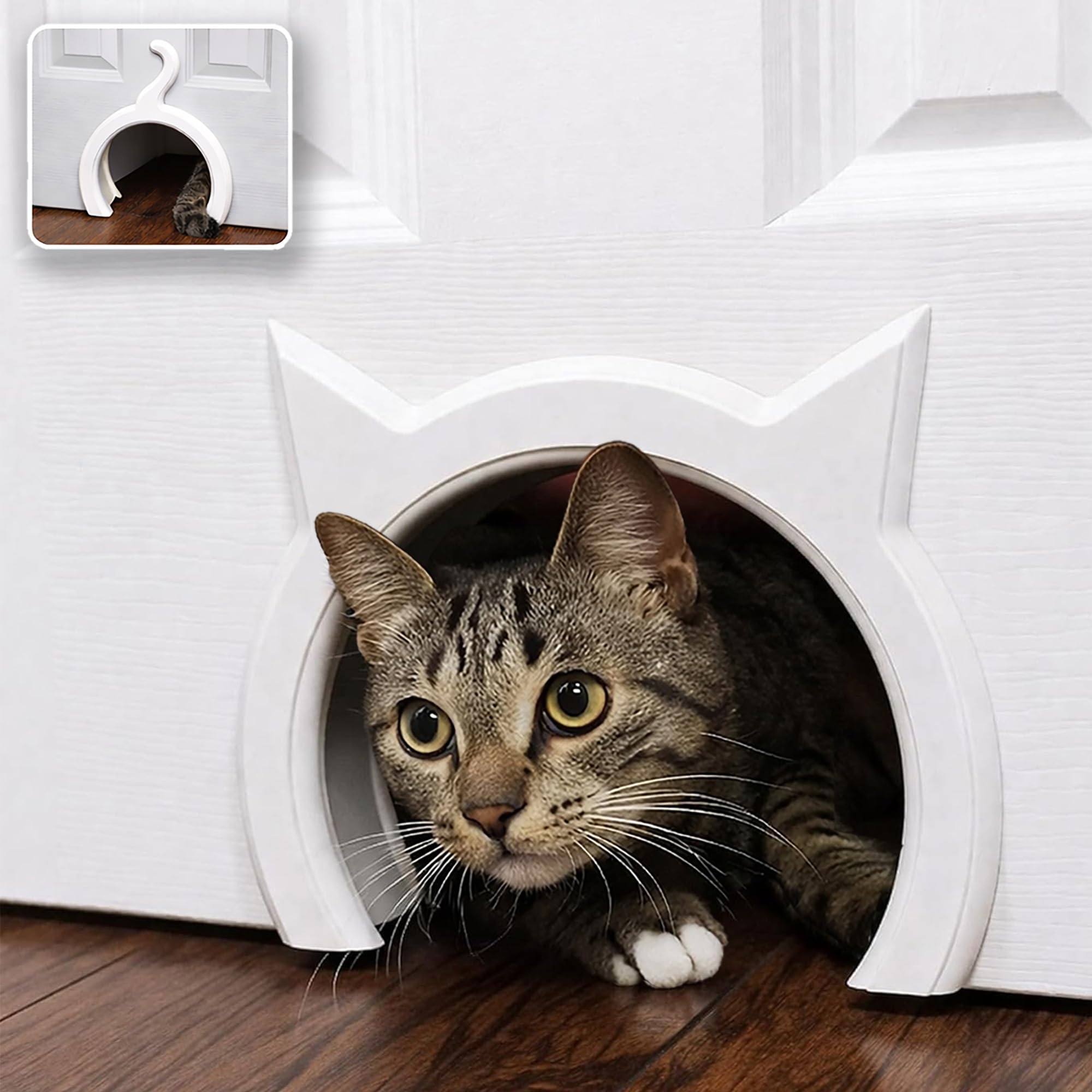 Meow Manor Binnendeur voor katten, extra groot, 26 x 27,9 cm, zonder klep, voor katten tot 13,6 kg, eenvoudige installatie, veilige installatie in enkele minuten, geen training
