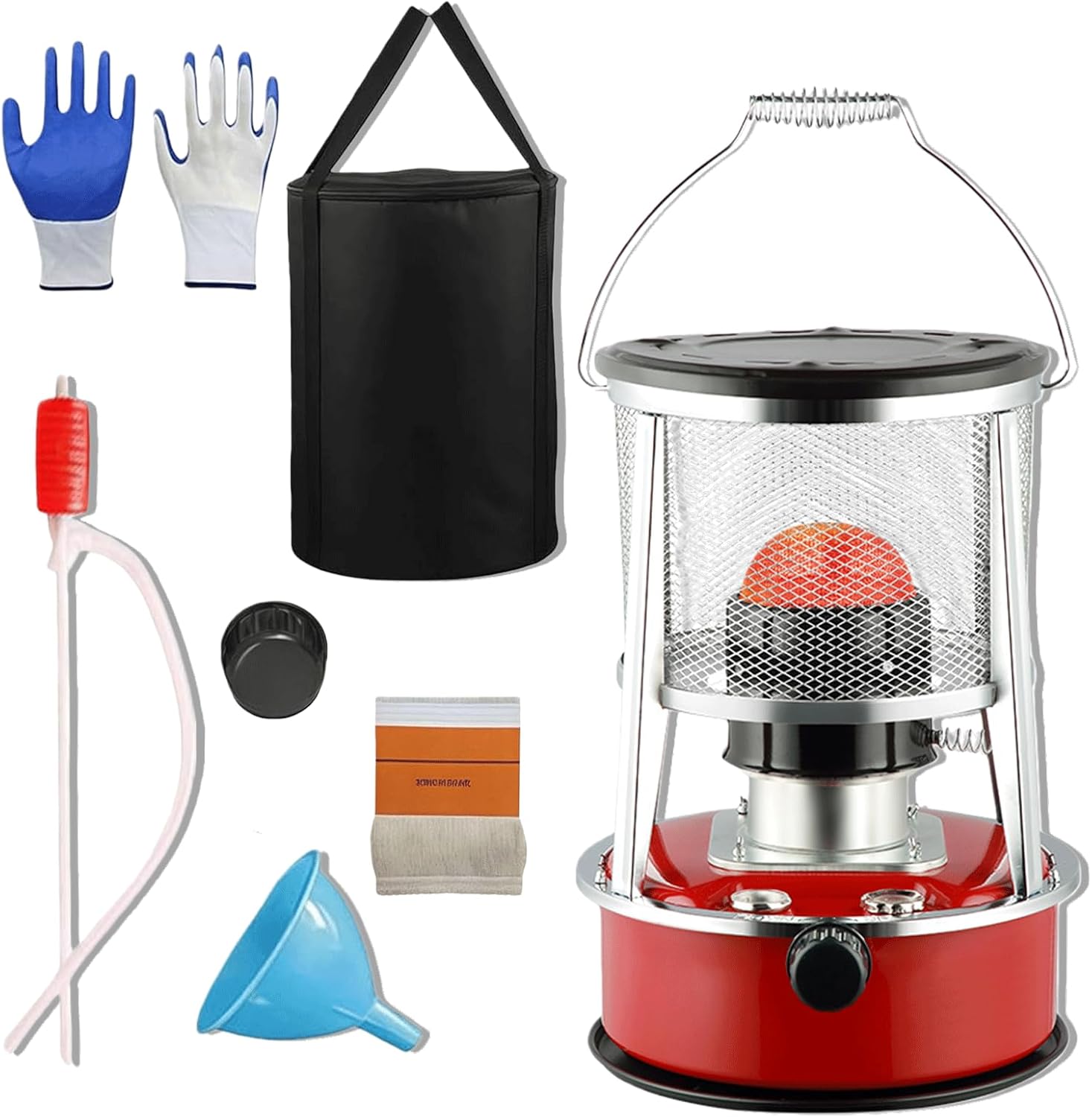 Non Electric Heaters for Indoor, 9000 BTU(Lasts 18 H), Kerosene Heater Indoor for Power Outage, 1.4-Gallon Extra-Large Fuel Tank, Suitable for Camping, Home, Garage, Emergency Heat (Red)