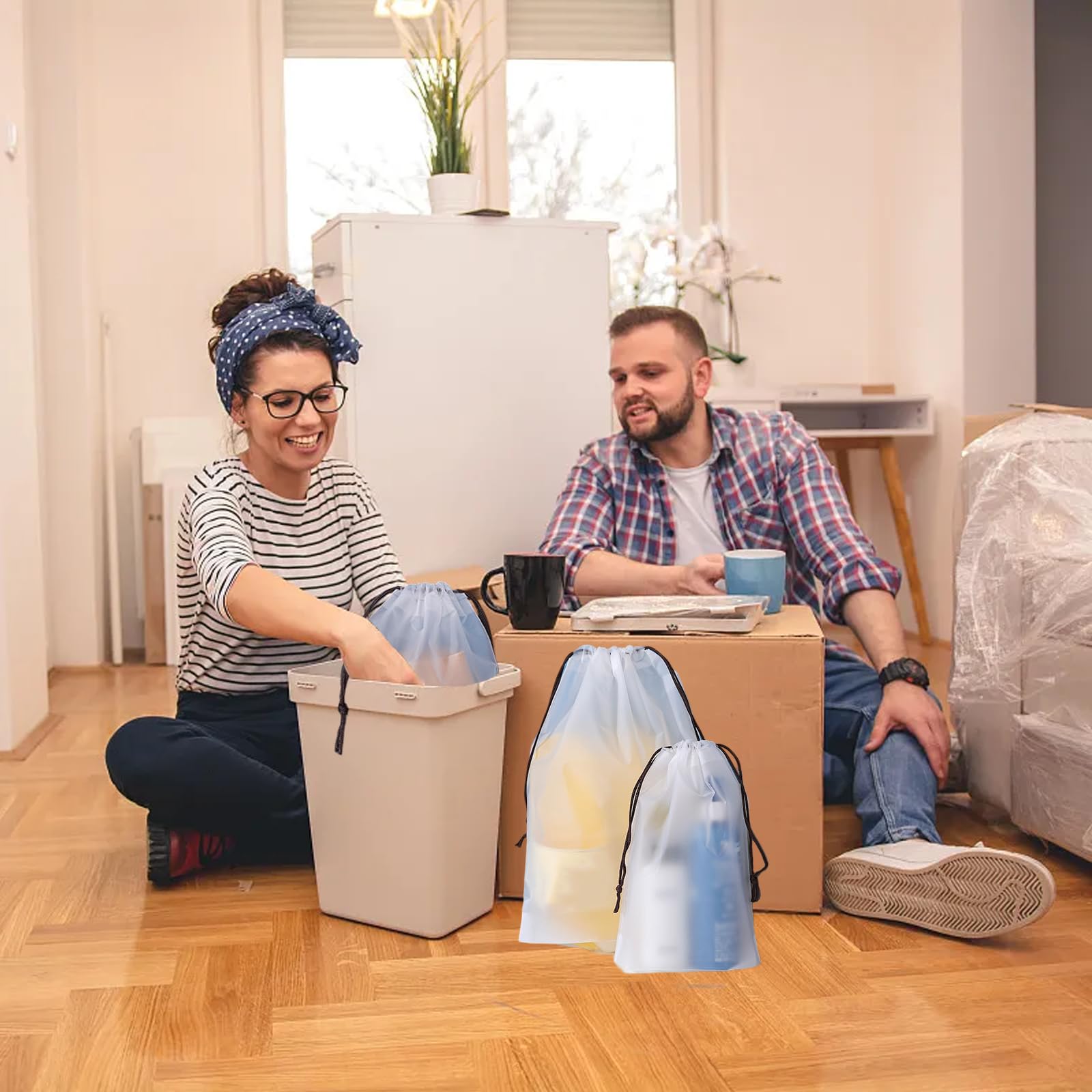 15 sztuk worków na buty, torba podróżna, wodoszczelna torba ze sznurkiem, przezroczysta torba na buty ze ściągaczem, wielofunkcyjna torba do przechowywania do oddzielania butów, ubrań, akcesoriów