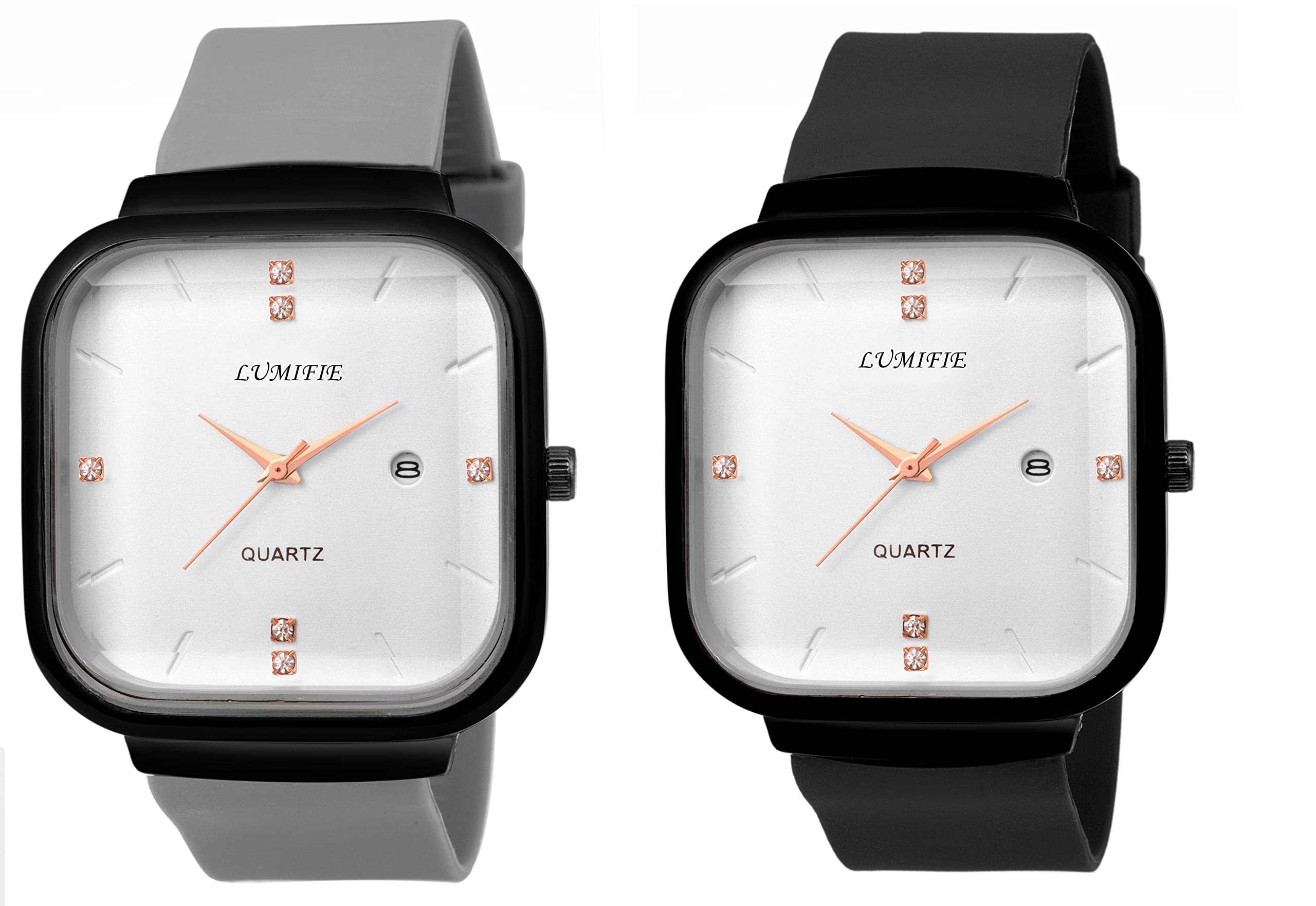 LUMIFIE Analog White Dial Date Display Black Grey Combo 2 Watch (B0BTBNSTGS) Amazon Price History, Amazon Price Tracker
