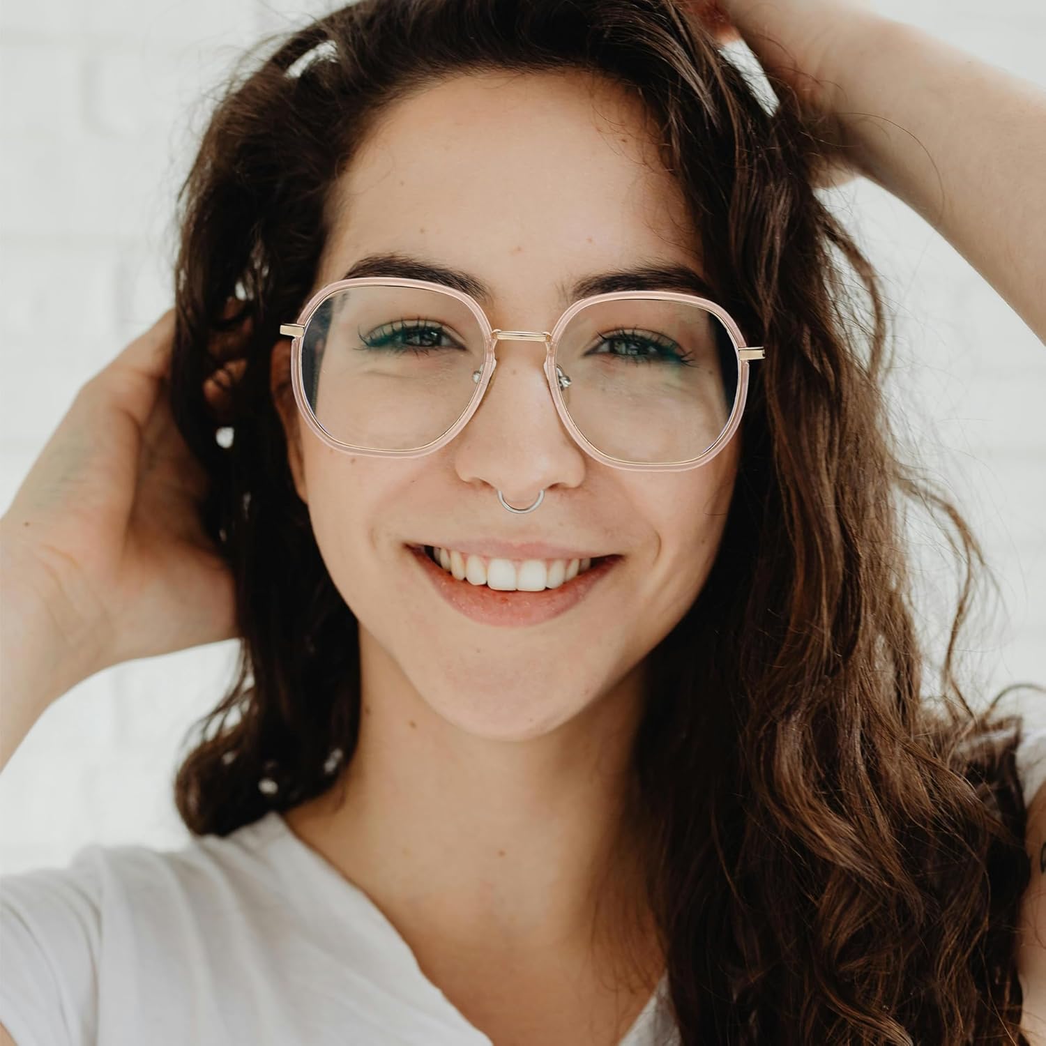 Long Keeper Blue Light Blocking Glasses Women Bling Polygon Anti Blue Light Computer Gaming Eyeglasses Retro Round Glasses - Image 5