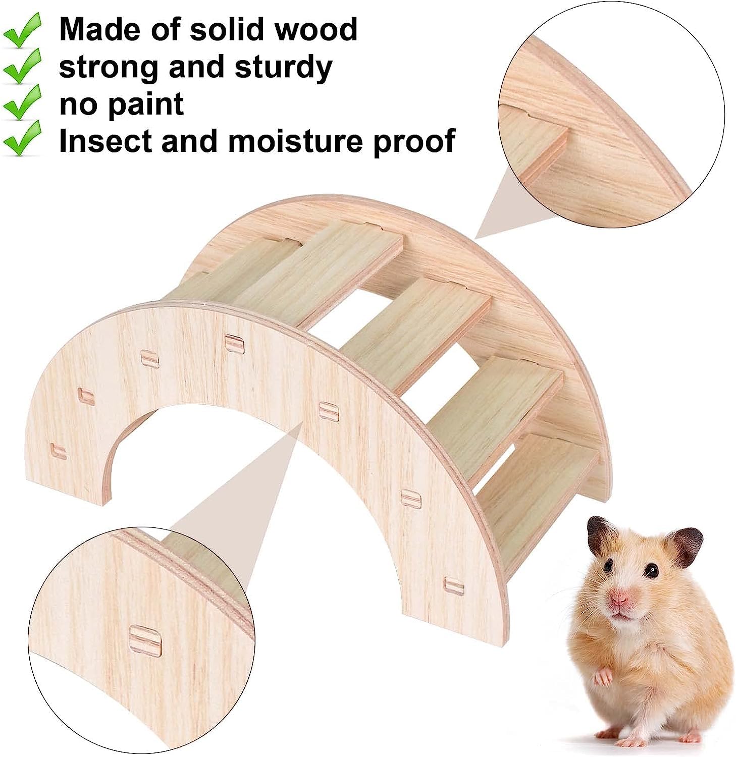 Produktbild von LOS ANDES Hamster Doppeldecker Holzhaus, Wippe Spielzeug, Brücke Und Schaukel Versteck Käfig Dekor Für Syrische Hamster Zwerg Rennmaus Mäuse Ratte Kleintiere